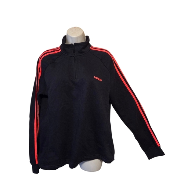 Adidas Women's Navy Blue Zip-Up Sweater with Vibrant Orange Accents - Picture 8 of 8